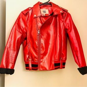 Metallic-red, vinyl bomber jacket